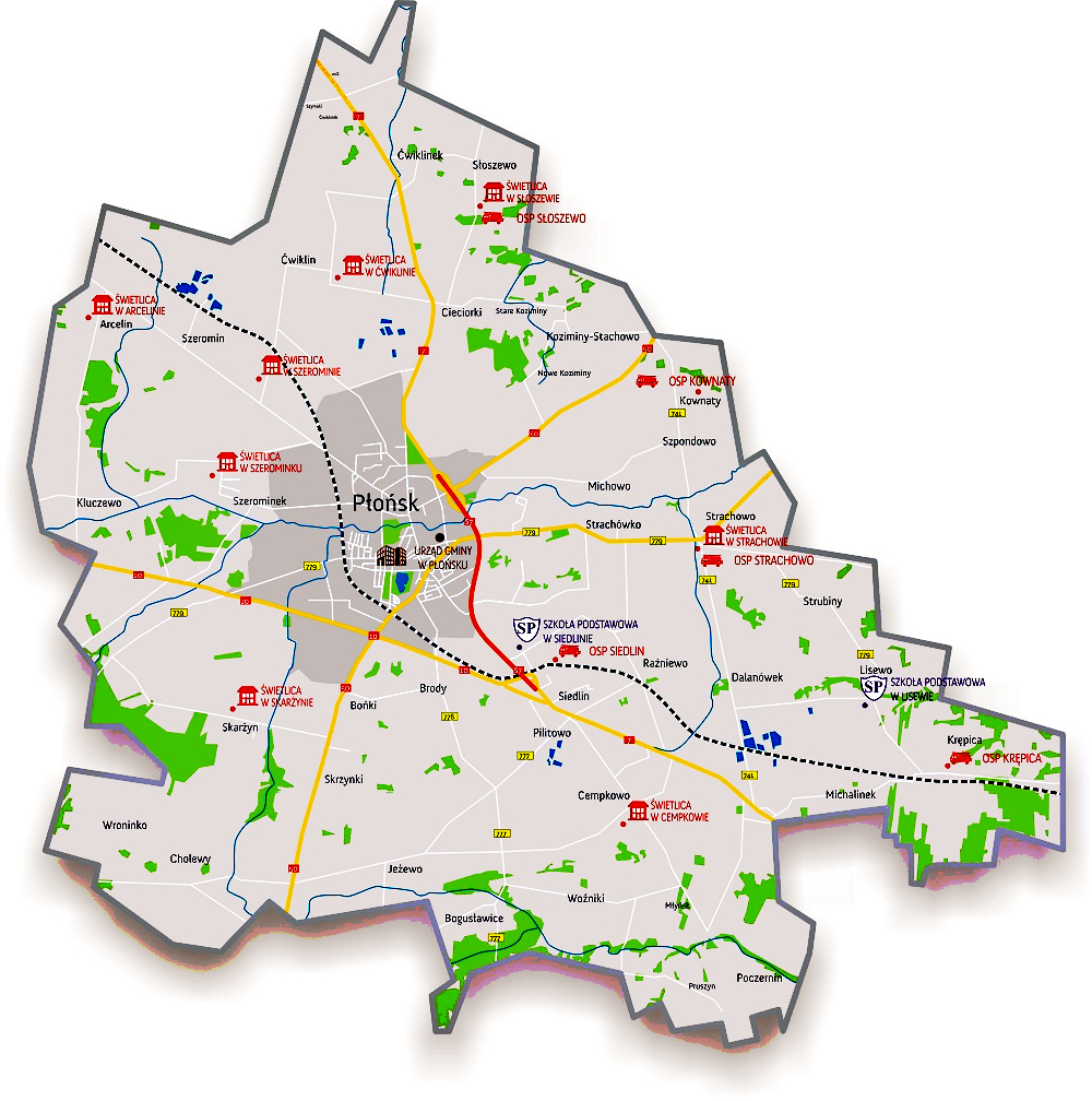 mapka gminy w Płońsku
