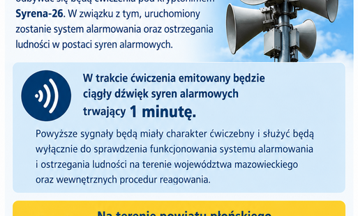 Zdjęcie do Uwaga ! Test syren alarmowych zaplanowany 12 - 12 pażdziernika 