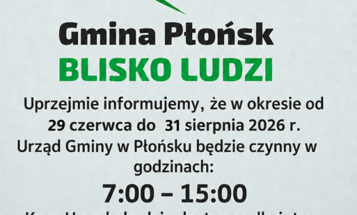Zdjęcie do Zmiana godzin pracy w okresie wakacji 