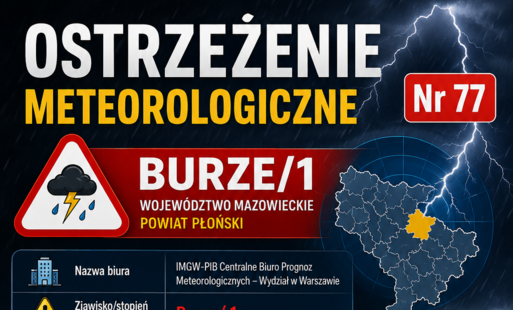 Zdjęcie do OSTRZEŻENIE METEOROLOGICZNE  - burze z gradem 